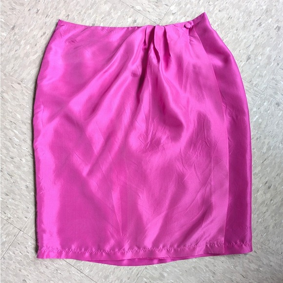 Colour Silk Dresses & Skirts - Colour Silk Vintage 90s Hot Pink 100% Silk Wrap Skirt Barbiecore Minimalist L